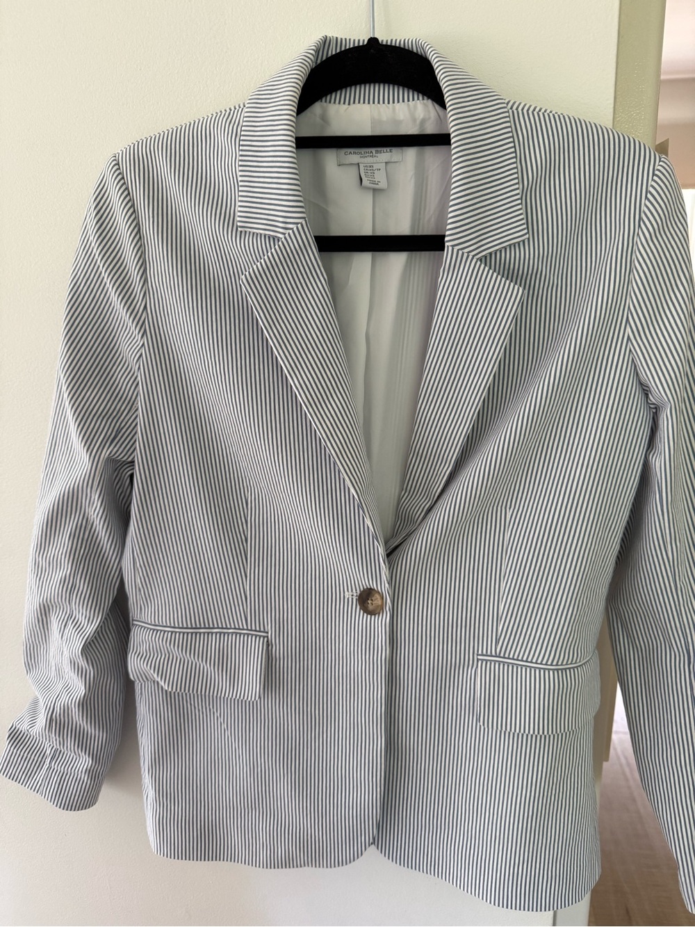 Carolina Belle Women’s Navy and White Pinstripe Blazer